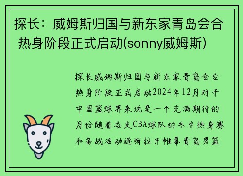 探长：威姆斯归国与新东家青岛会合 热身阶段正式启动(sonny威姆斯)